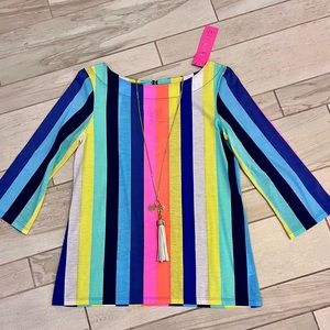 Lilly Pulitzer Waverly Top Lilly’s Rainbow Stripe NWT